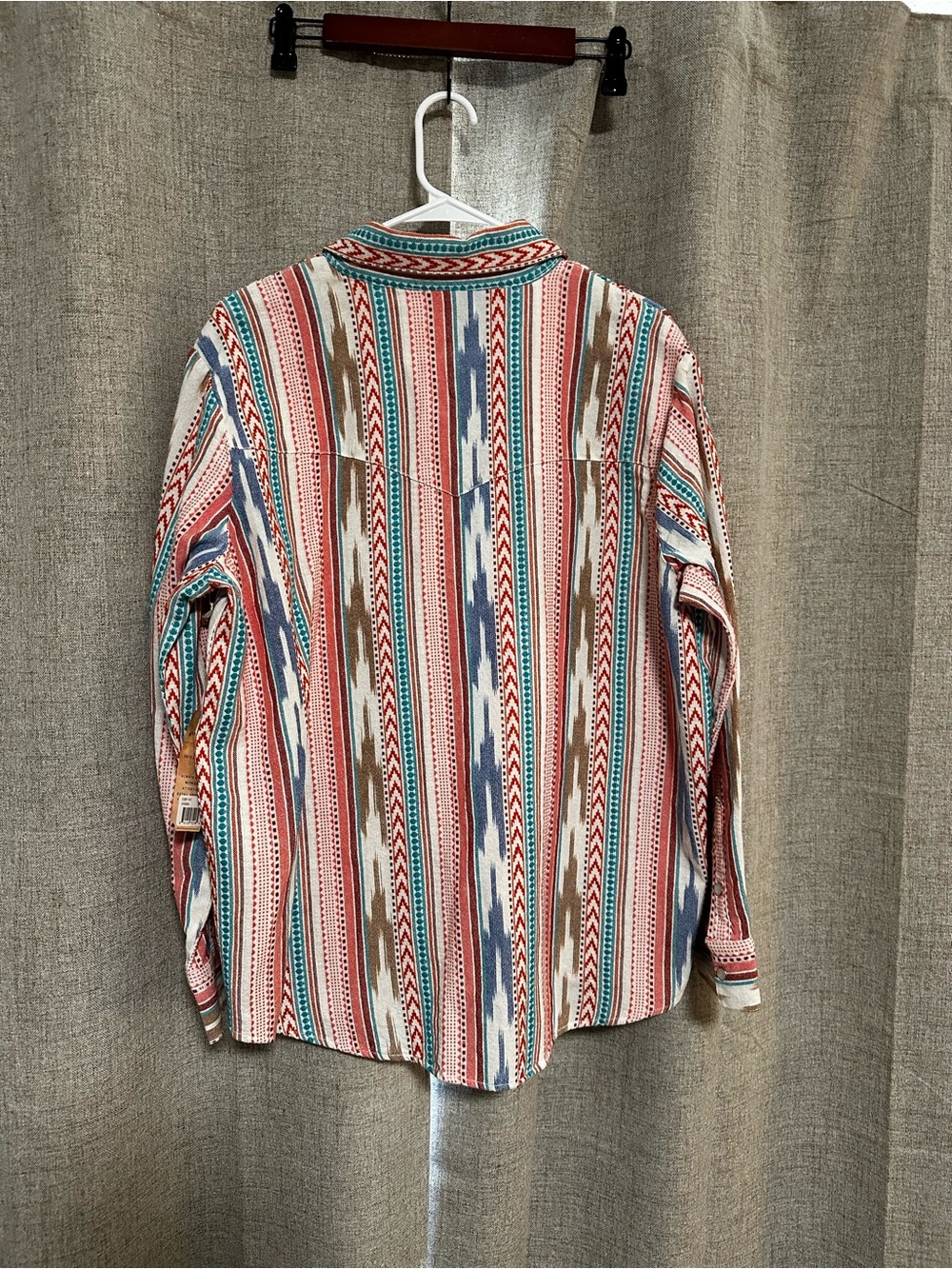 Striped Aztec Print Button-Front Blouse - Multicolor - Picture 2 of 2
